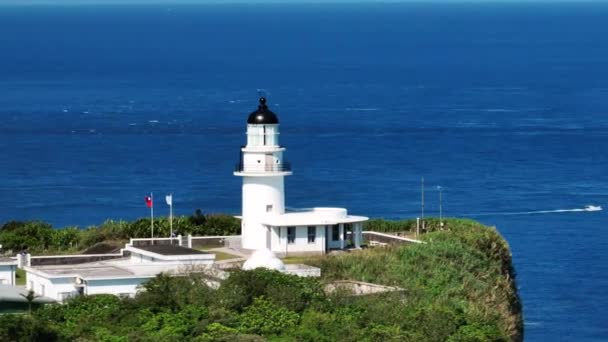 Aerial View Sandiao Cape Lighthouse Hualien Taiwan — 图库视频影像