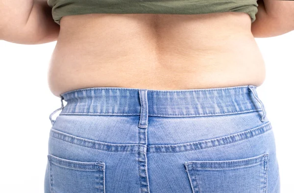 Rückansicht Dicke Frauen Haben Übergewicht — Stockfoto