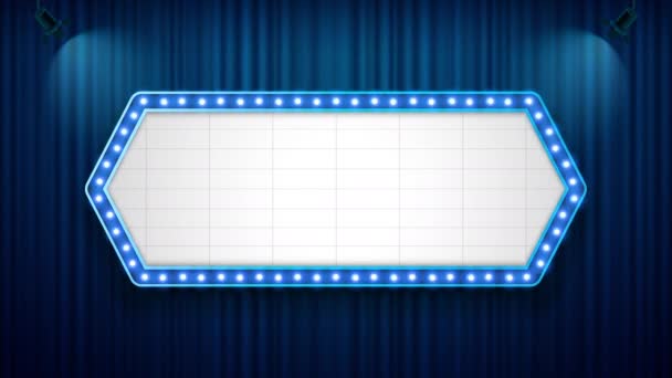 Teatro Cinema Segno Esagono Tende Tema Colore Blu Con Riflettori — Video Stock