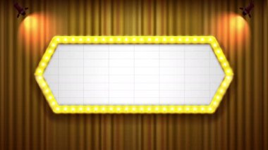 Tiyatro sineması, altın renkli perdelerde spot ışıklarıyla altılı imza verir. 4k animasyon. Kolayca yazabilirsin..