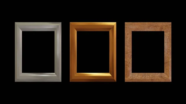 Picture Frame Set Frames Wood Metal Render — Stock Photo, Image