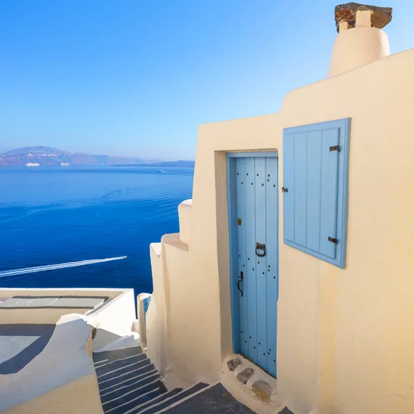 Geometría Colores Del Soleado Santorini Grecia Fragmentos Artísticos Conceptuales Edificios — Foto de Stock