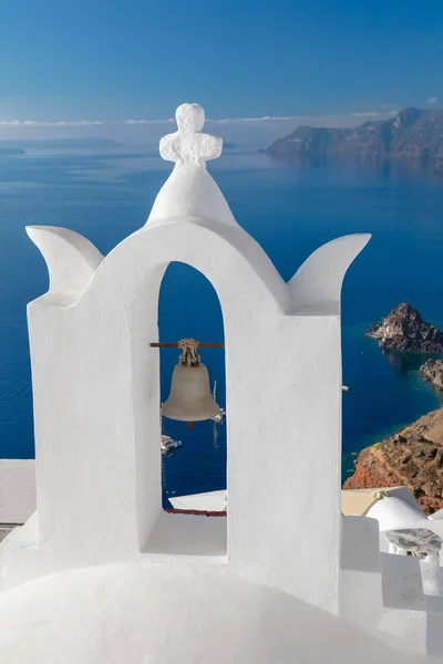 Słynny Santorini Pionowy Widok Miasta Oia Wyspie Santorini Grecji Podróże — Zdjęcie stockowe