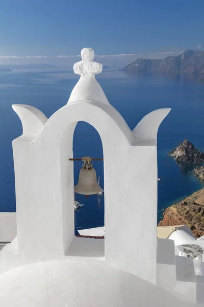 Berühmte Santorini Vertikale Ansicht Der Stadt Oia Auf Der Insel lizenzfreie Stockbilder