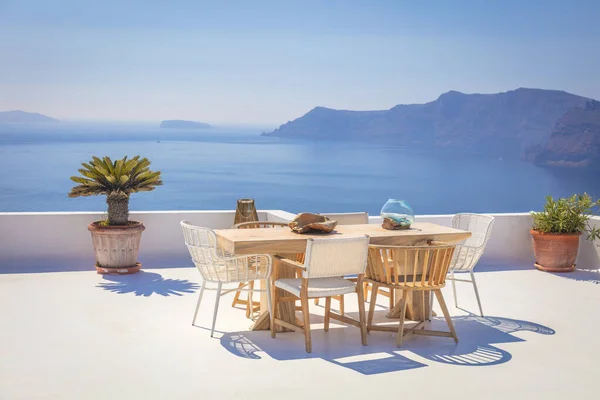 Santorini Para Relaxar Grécia Ilha Santorini Oia Arquitetura Branca Azul — Fotografia de Stock