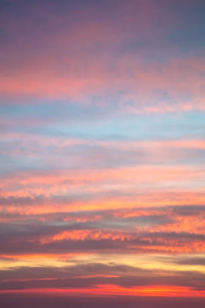 本物の日没の日没の空のパステルカラーは 鳥なしで美しい光の雲を持っています バーティカル — ストック写真