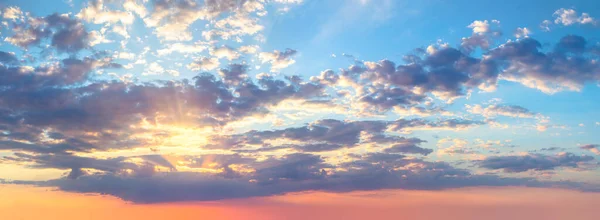 Colores Suaves Panorámica Sunrise Sundown Sanset Sky Con Nubes Colores — Foto de Stock