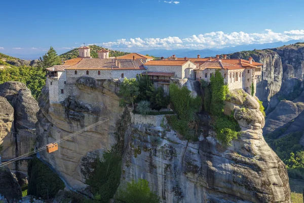 Greece Meteora Monasteries Panoramic View Holy Monastery Varlaam Placed Edge Stock Picture