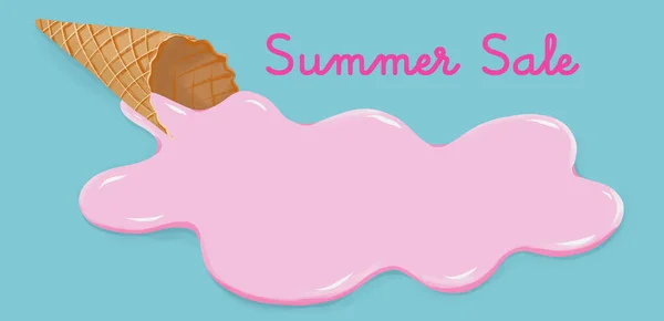 Template Summer Sale Pink Melting Ice Out Cone Melting Prices — Stock Photo, Image