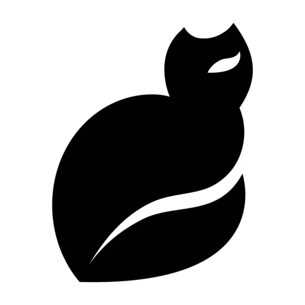 Czarny Ablack Biały Zabawny Kot Logo Ilustracja Wektora Izolat — Wektor stockowy