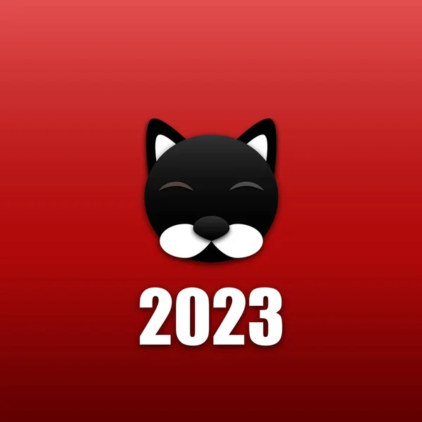 Φίμωτρο Μιας Μαύρης Γάτας Νέο Έτος 2023 Ανατολικό Κινεζικό Ημερολόγιο — Διανυσματικό Αρχείο