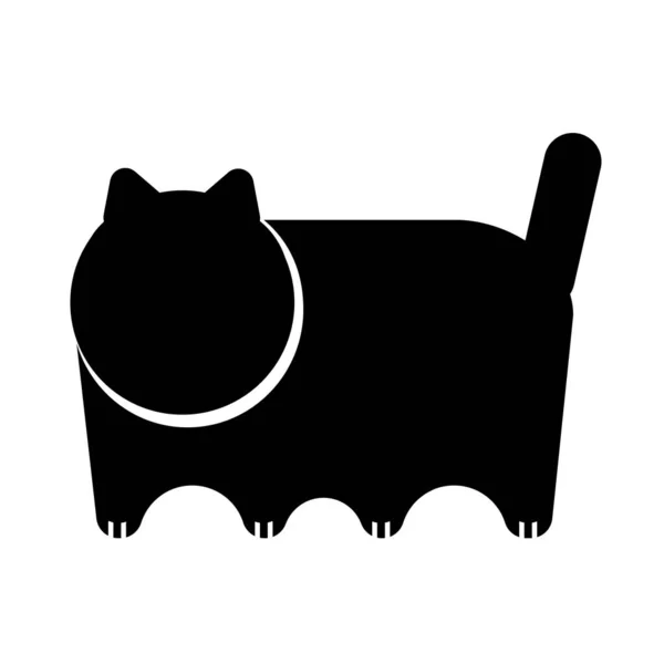 Schwarzer Ablack Und Weißes Katzenlogo Vektorillustration Isolieren — Stockvektor