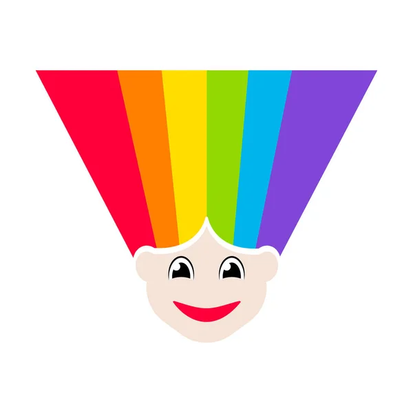 虹色の光を持つ人間の顔の男性や女性のLgbtコミュニティ活動家 ロゴだ ベクターイラスト — ストックベクタ