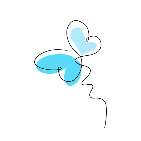 青い蝶 線画だ ベクトルイラスト ロゴだ — ストックベクタ
