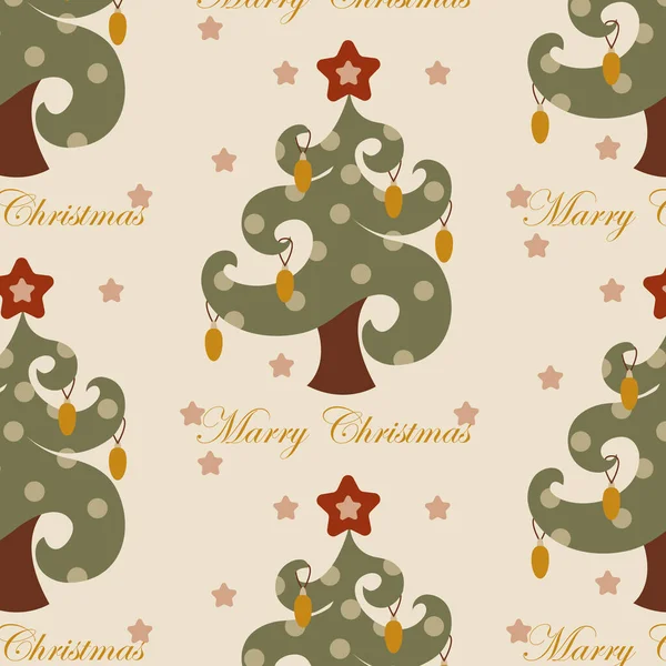 Nahtloses Muster Mit Grünem Tannenbaum Weihnachten Vektor — Stockvektor
