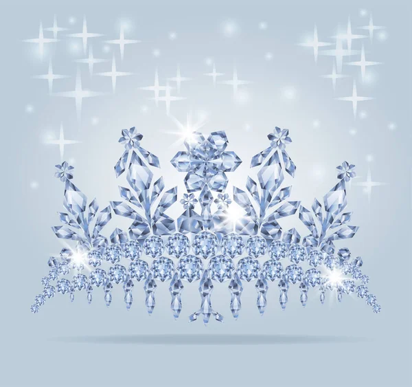 Kristallen Princess Diamond Tiara Vector Illustratie — Stockvector