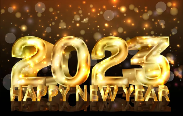 Golden Happy 2023 Νέο Έτος Vip Κάρτα Διανυσματική Απεικόνιση — Διανυσματικό Αρχείο