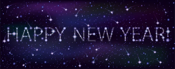 Feliz Ano Novo Banner Constelação Ilustração Vetorial — Vetor de Stock