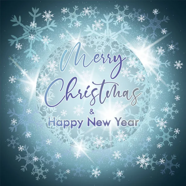 Merry Christmas New Year Card Xmas Snowflakes Vector Illustration — Stock Vector