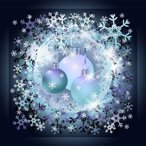 メリークリスマス クリスマスボールとハッピーニューイヤーカード ベクトルイラスト — ストックベクタ