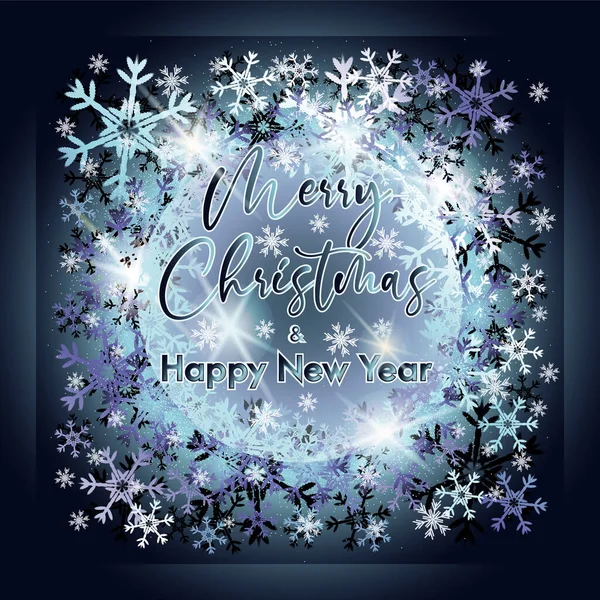 Joyeux Noël Happy New Year Fond Avec Des Flocons Neige — Image vectorielle