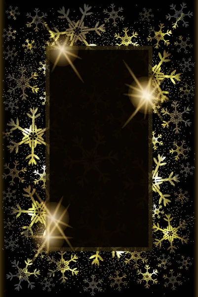 Golden Merry Christmas Banner Xmas Snowflakes Vector Illustration — Stock Vector