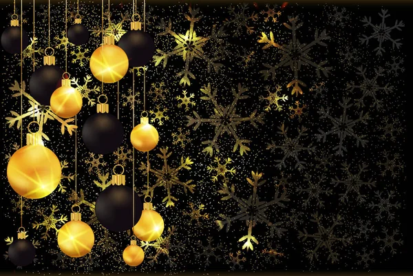 Golden Merry Christmas Vip Card Con Bolas Navidad Vector Ilustración — Archivo Imágenes Vectoriales