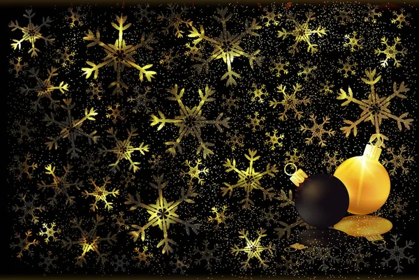 Golden Merry Carte Noël Avec Des Boules Noël Illustration Vectorielle — Image vectorielle