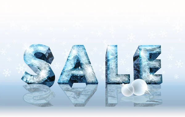 Icy Winter Sale Card Xmas Balls Vector Illustration — Stock Vector