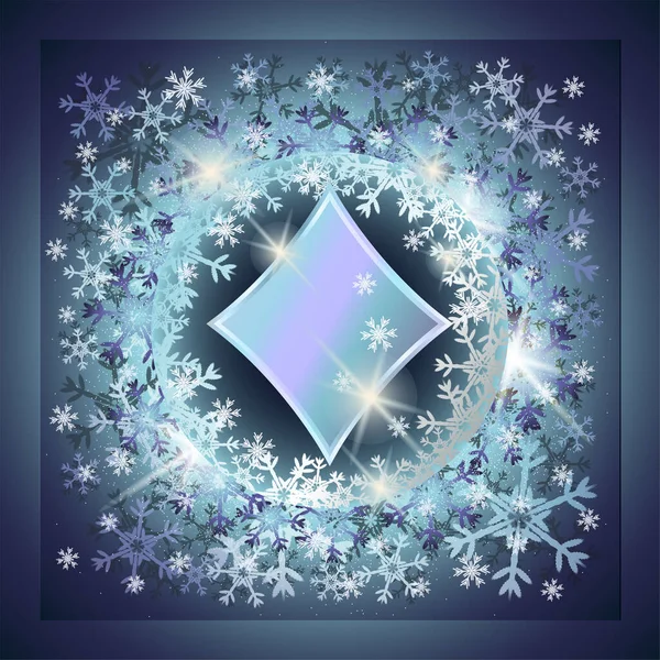 Frohes Neues Jahr Christmas Diamonds Poker Karte Mit Weihnachtsschneeflocke Vektorillustration — Stockvektor