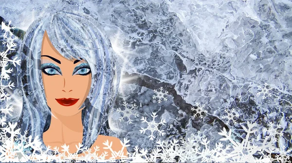 Зимняя Женщина Баннер Xmas Sale Векторная Иллюстрация — стоковый вектор