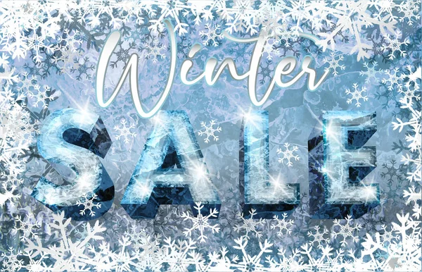 Winter Sale Schnee Hintergrund Eis Buchstaben Vektorillustration — Stockvektor