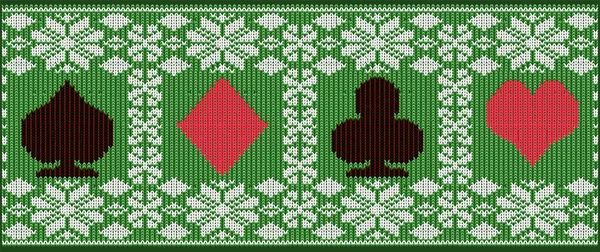 Bonne Année Motif Tricoté Avec Des Cartes Poker Noël Illustration — Image vectorielle