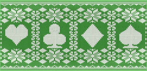 Bonne Année Bannière Tricotée Avec Cartes Poker Noël Illustration Vectorielle — Image vectorielle