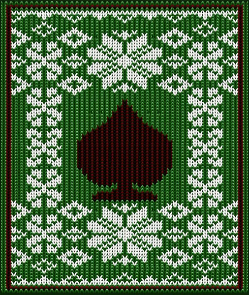 Joyeux Noël Nouvel Tricoté Modèle Avec Casino Poker Pique Cartes — Image vectorielle