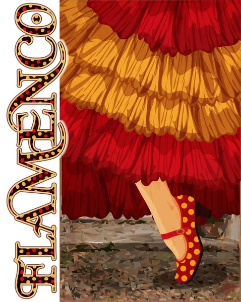 Flamenco Convite Festa Cartão Com Bandeira Espanhola Ilustração Vetorial —  Vetores de Stock