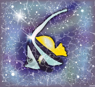 Melek balığı yaz tebrik kartı, vektör illüstrasyonu