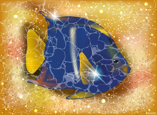 Tropische Yellowtail Blue Damsel Fisch Sommer Party Karte Vektorillustration — Stockvektor