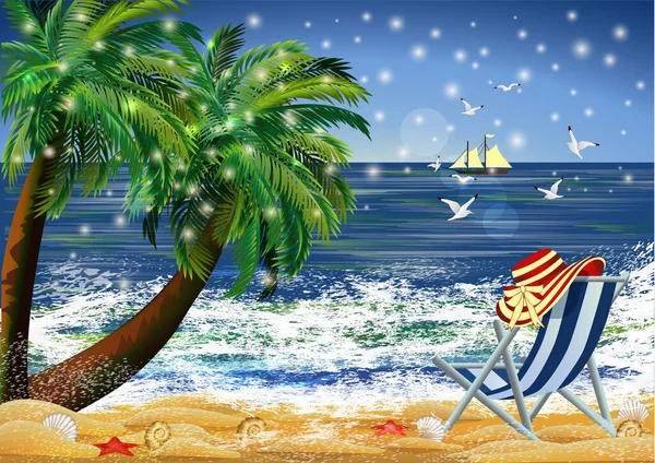 Summer Beach Party Vip Tarjeta Invitación Ilustración Vectorial — Vector de stock