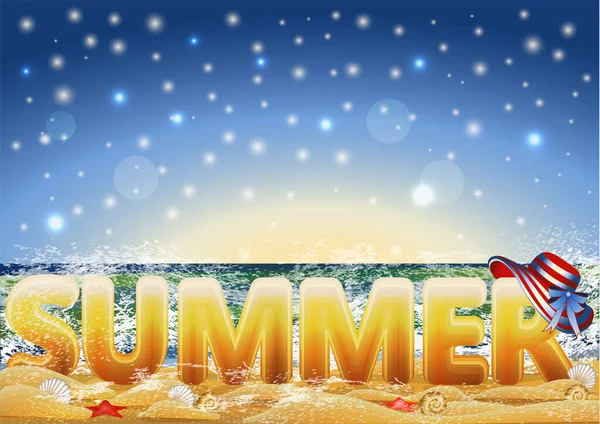Einladungskarte Zur Summer Beach Party Vektorillustration — Stockvektor