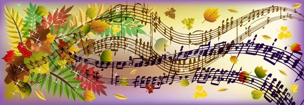 Autumn Season Music Banner Vector Illustration — Stock Vector
