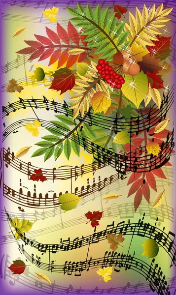 Autumn Seasonal Music Card Vector Illustration — Stock Vector