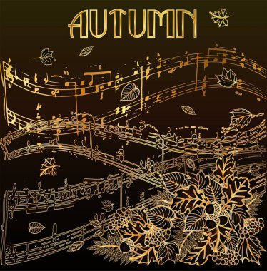 Art deco vip sonbahar müzik kartı, vektör illüstrasyonu