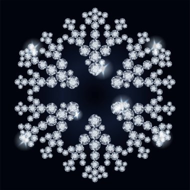 Diamond snowflake new year card, vector illustration