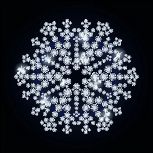Καλή Πρωτοχρονιά Diamond Snowflake Κάρτα Διανυσματική Απεικόνιση — Διανυσματικό Αρχείο