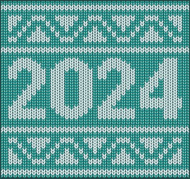 Yeni 2024 yılınız kutlu olsun. Örgü deseni, vektör çizimi.