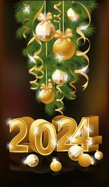 Nouvelle Bannière Salutation 2024 Année Illustration Vectorielle — Image vectorielle