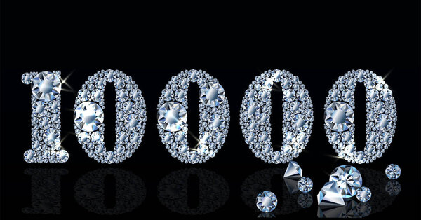 Diamond 10000 numbers vip card, vector illustration