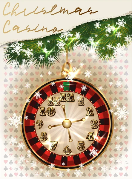 Carte Casino Noël Nouvelle Année 2024 Horloge Poker Illustration Vectorielle Illustrations De Stock Libres De Droits