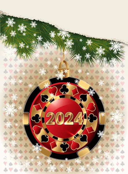 Vánoční Kasino Vip Card Nový 2024 Rok Vánoční Míč Poker Royalty Free Stock Ilustrace